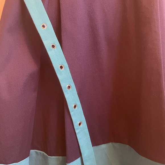 Navy Blue and Blue Scoop Neck Retro Midi Dress with Pockets and Belt, Size Small - Picture 8 of 12